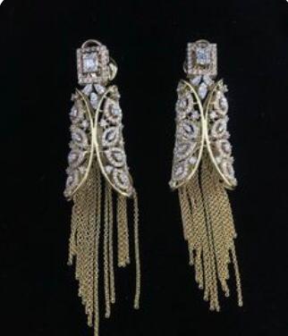 Art Deco Crystal Chain Tassel Earrings