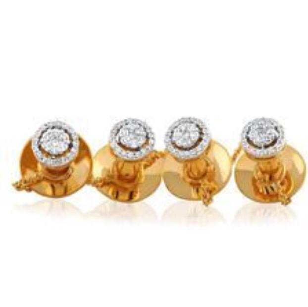 Golden Diamond Halo Cufflinks Set