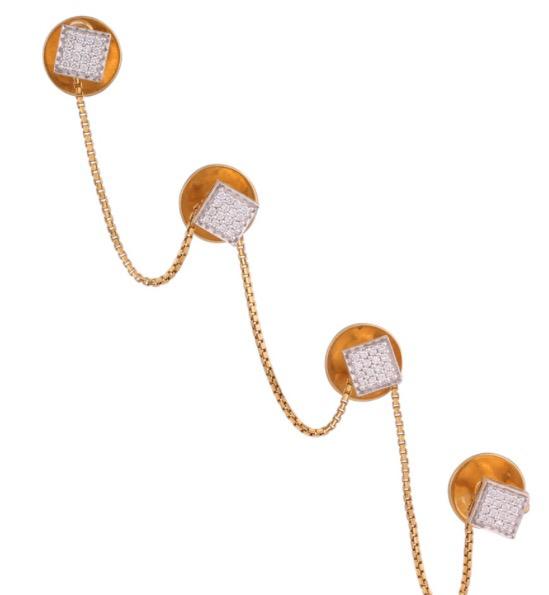 Gold Chain Diamond Square Cufflinks