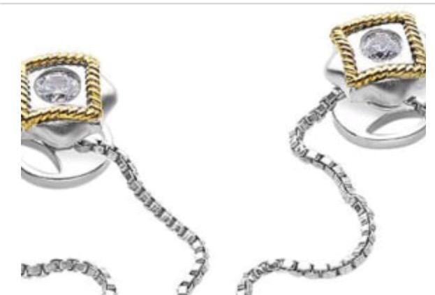 Two-Tone Rectangular Diamond Cufflinks