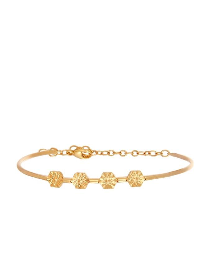 Gold Floral Motif Bangle Bracelet