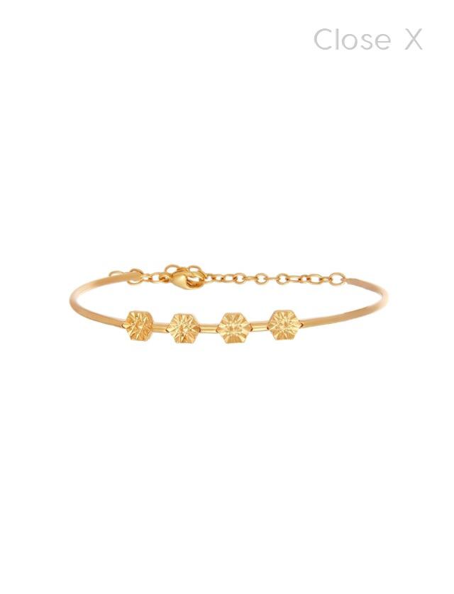 Gold Four Floral Element Bangle